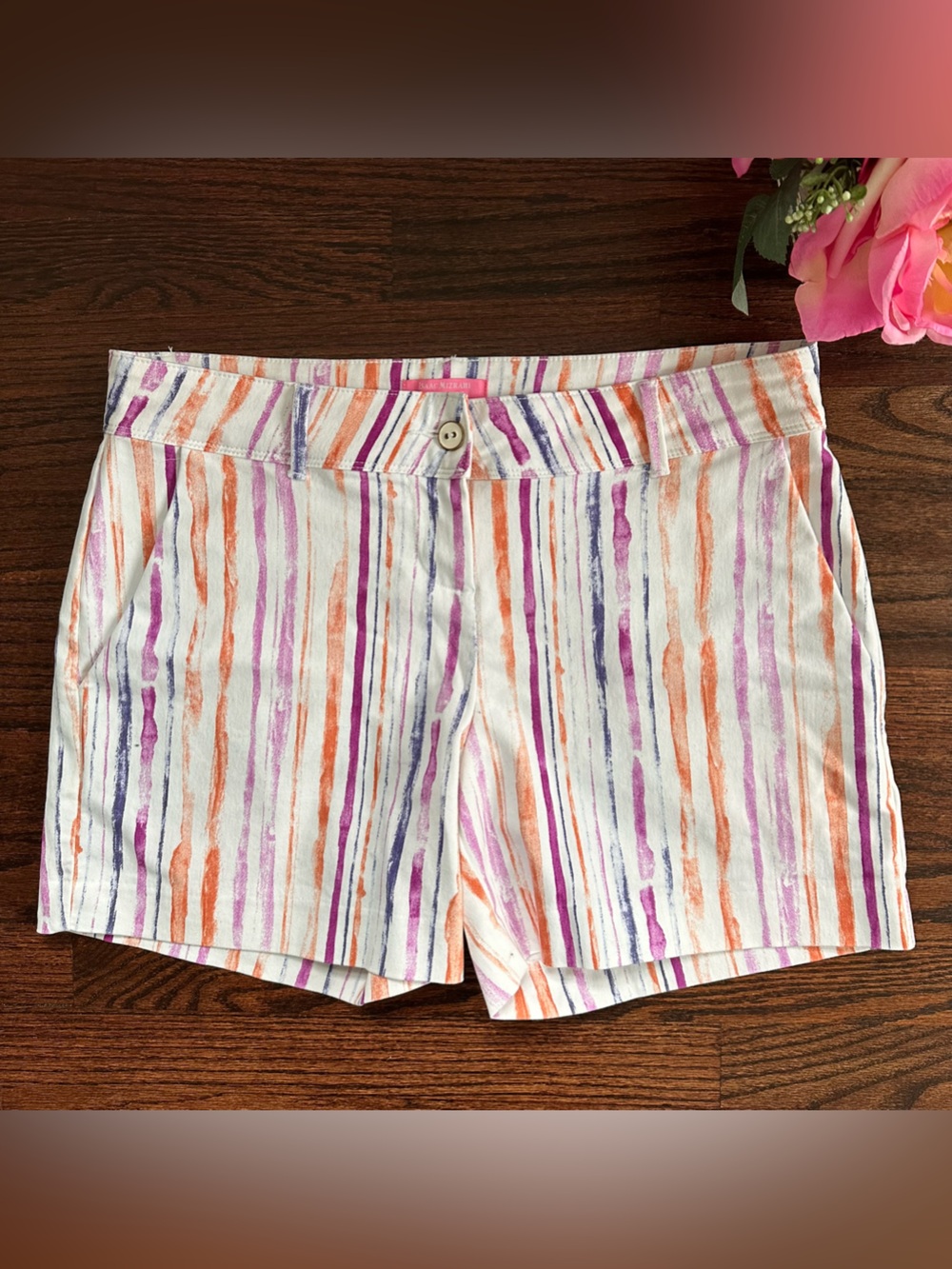 Isaac Mizrahi watercolor striped shorts, size 8